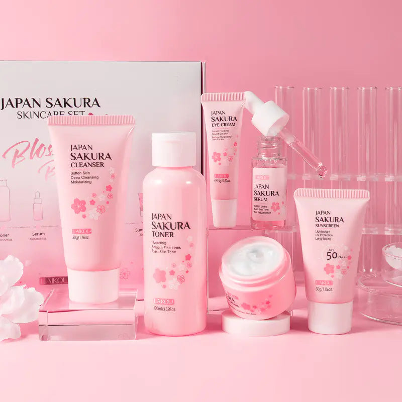 Six-Piece Set of Cherry Blossom Skin Care