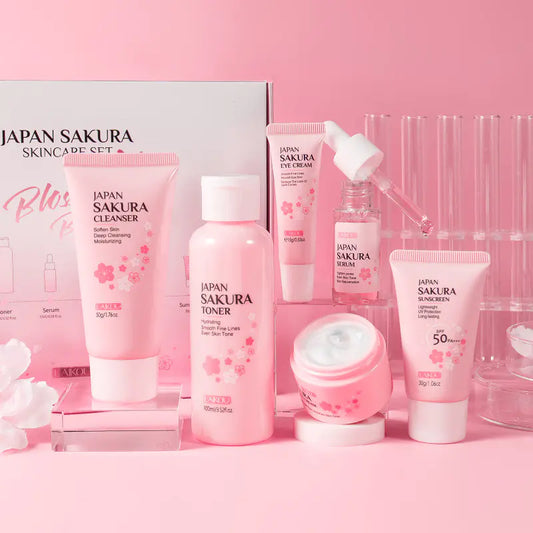 Six-Piece Set of Cherry Blossom Skin Care