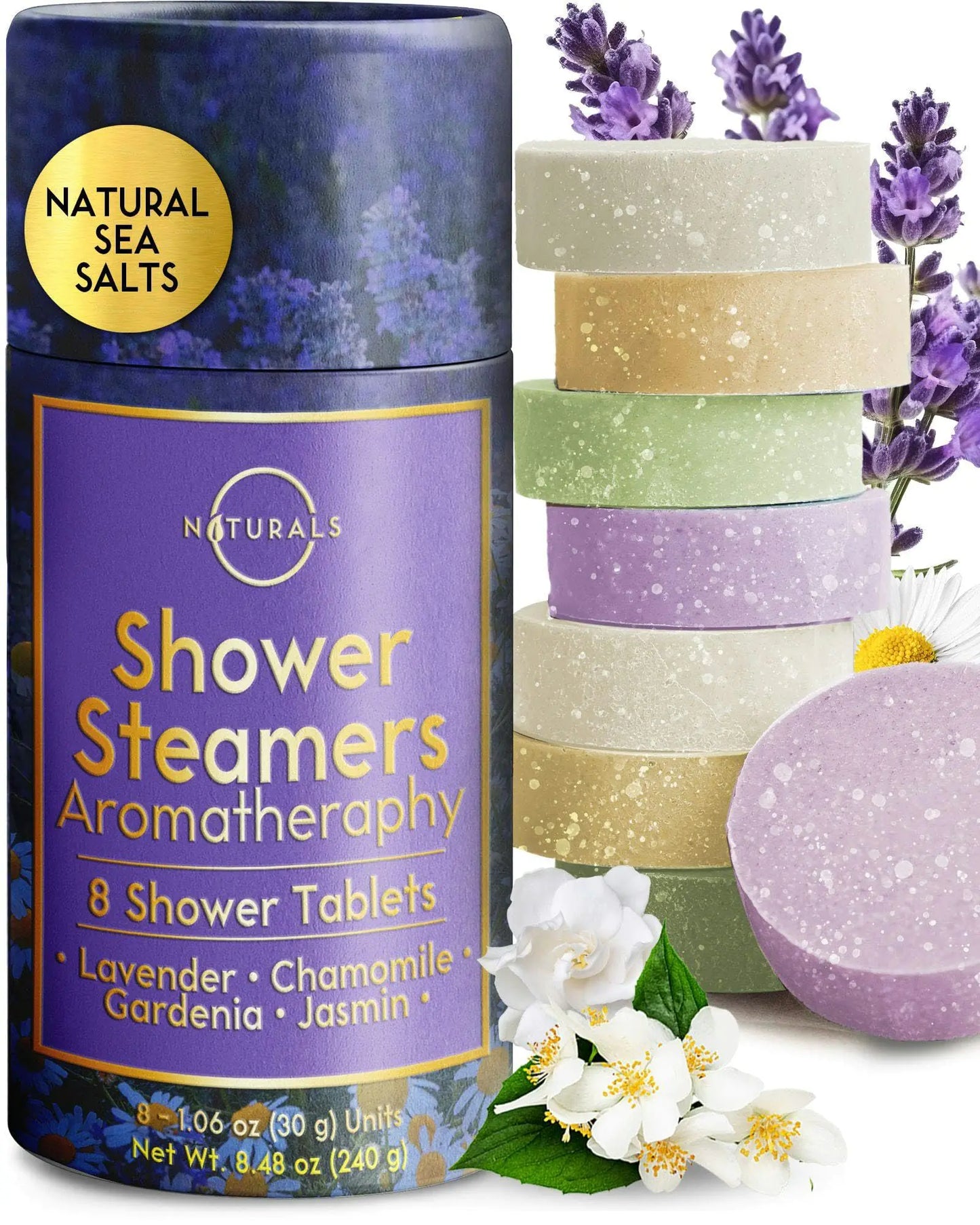 Naturals 8-Pcs Shower Steamers Aromatherapy - Eucalyptus for Shower, Spa Gifts for Women - Eucalyptus Shower Steamer - Shower Steamers, Shower Steamers for Women - Shower Bombs Aromatherapy Peppermint&Eucalyptus, 8pk